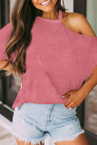 Casual Solid Split Joint Asymmetrical Collar T-Shirts