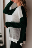 Fashion Casual Color Lump Split Joint O Neck Tops