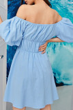 Fashion Casual Solid Split Joint Off the Shoulder A Line Dresses