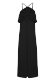 Fashion Elegant Solid Split Joint Flounce Straight Jumpsuits