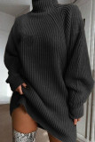 Fashion Solid Turtleneck Straight Dresses