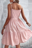 Fashion Street Solid Split Joint V Neck A Line Dresses