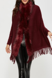 Casual Solid Tassel Split Joint Tops Sweater
