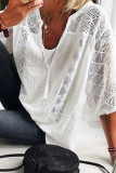 Fashion Street Solid Split Joint V Neck Tops