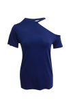 Casual Solid Asymmetrical O Neck T-Shirts