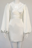 Fashion Street Solid Split Joint Off the Shoulder Wrapped Skirt Dresses