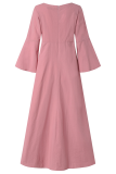 Casual College Solid Split Joint Square Collar A Line Dresses
