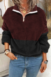 Casual Solid Split Joint Zipper Zipper Collar Tops