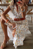 Fashion Street Print Split Joint Mandarin Collar Irregular Dresses