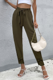Casual Solid Capris With Belt Harlan Solid Color Bottoms