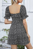 Fashion Sweet Print Split Joint V Neck A Line Dresses