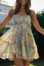 Fashion Bohemian Print Split Joint Spaghetti Strap Beach Dresses
