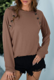 Fashion Casual Solid Split Joint O Neck T-Shirts