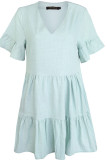 Fashion Sexy Solid Split Joint V Neck Pleated Dresses