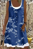 Fashion Street Print Split Joint O Neck A Line Dresses