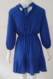 Fashion Street Adult Solid Split Joint Half A Turtleneck Long Sleeve Mini A Line Dresses