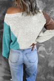 Street Color Lump Basic O Neck Tops