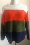 Fashion Casual Striped Split Joint O Neck Tops