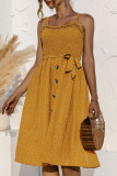 Fashion Casual Print Split Joint Spaghetti Strap A Line Dresses
