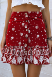 Fashion Elegant Floral Buckle Flounce Regular Type A Full Print Bottoms