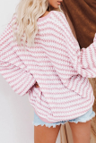 Casual Striped Basic V Neck Tops Sweater