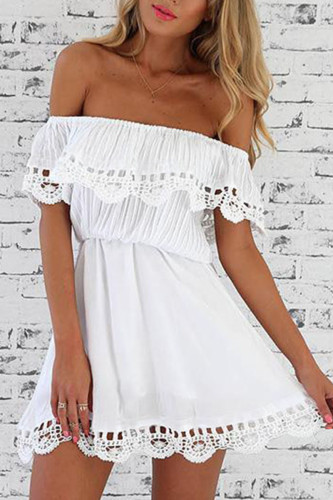 Fashion Street Solid Split Joint Bateau Neck A Line Dresses