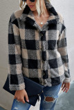 Fashion Street Adult Polyester Plaid Split Joint Buttons Mandarin Collar Outerwear