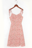 Elegant Floral Split Joint Slit Strapless A Line Dresses