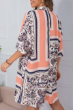 Fashion Casual Geometric Split Joint Turndown Collar A Line Dresses