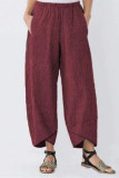 Fashion Casual Solid Pocket Loose High Waist Pencil Bottoms