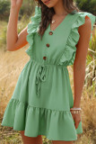 Fashion Bohemian Solid Split Joint V Neck A Line Dresses