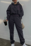 Fashion Sportswear Solid Hooded Collar Long Sleeve Two Pieces