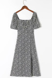 Fashion Street Print Split Joint Square Collar A Line Dresses