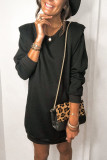 Fashion Casual Solid Split Joint O Neck Pencil Skirt Dresses
