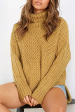 Fashion Casual Solid Split Joint Turtleneck Tops