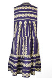 Fashion Street Print Split Joint V Neck A Line Dresses