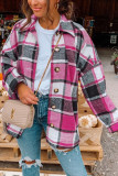 Fashion Daily Adult Plaid Split Joint Cardigan Turndown Collar Tops