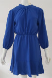 Fashion Street Adult Solid Split Joint Half A Turtleneck Long Sleeve Mini A Line Dresses