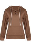 Fashion Casual Solid Split Joint Hooded Collar Tops