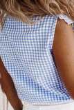 Fashion Street Plaid Split Joint O Neck Tops