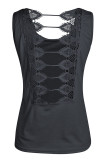 Fashion Street Solid Backless O Neck Tops