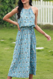 Fashion Elegant Print Slit Halter A Line Dresses