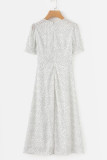Fashion Street Print Slit Square Collar A Line Dresses