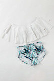 Fashion Sexy Print Split Joint Flounce Swimwears