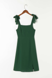 Elegant Solid Slit Strap Design Waist Skirt Dresses