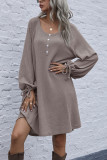 Fashion Casual Solid O Neck Long Sleeve Dress Dresses