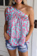 Fashion Street Print Split Joint One Shoulder Tops