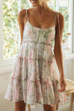 Fashion Bohemian Print Split Joint Spaghetti Strap Beach Dresses