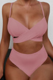 Fashion Simplicity Solid Split Joint Swimwears