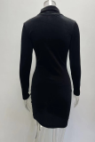 Fashion Elegant Solid Split Joint Fold Half A Turtleneck Pencil Skirt Dresses